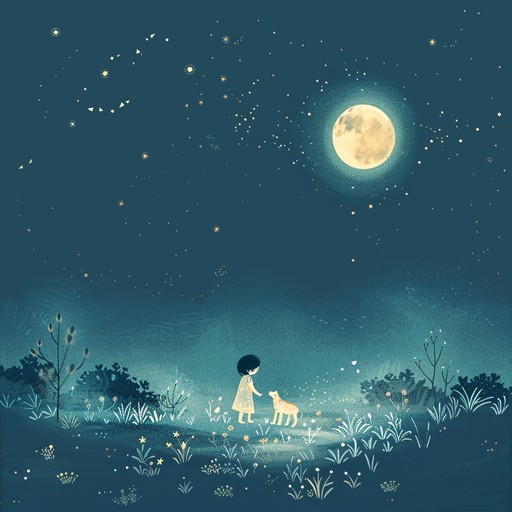 This instrumental piece combines gentle lullabies with sparkles of whimsical melodies creating a dreamlike atmosphere for children. Soft plucks and warm tones transport listeners to a wondrous nighttime landscape filled with playful stars and gentle whispers, ideal for winding down or storytelling sessions.