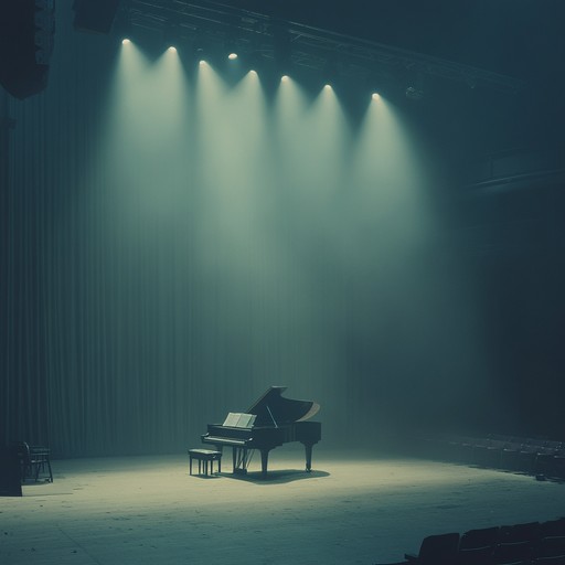 An emotive instrumental featuring delicate piano notes that resonate within an empty theater, capturing the solitude and intimacy of a lone performance