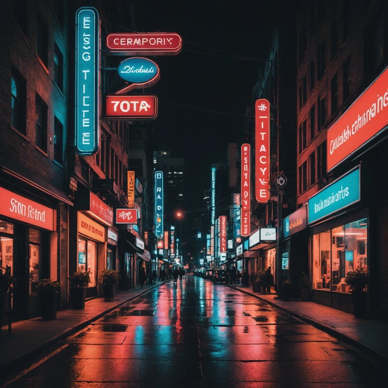 An experimental rock track featuring deep, resonant bass lines layered over the clattering, asymmetric rhythms of a wrought iron drum setup, capturing the essence of a night drive through neon lit streets, with moments of serene ambience juxtaposed against jolting, energetic bursts of sound that mirror the unpredictable nature of city life at night.