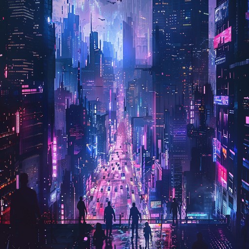 Immerse yourself in a high energy, chaotic cyberpunk cityscape where pulsating synthwaves meet gritty industrial beats. With frantic rhythms and electrifying soundscapes, this instrumental track echoes the relentless hustle and technological neon glow of a dystopian urban jungle.