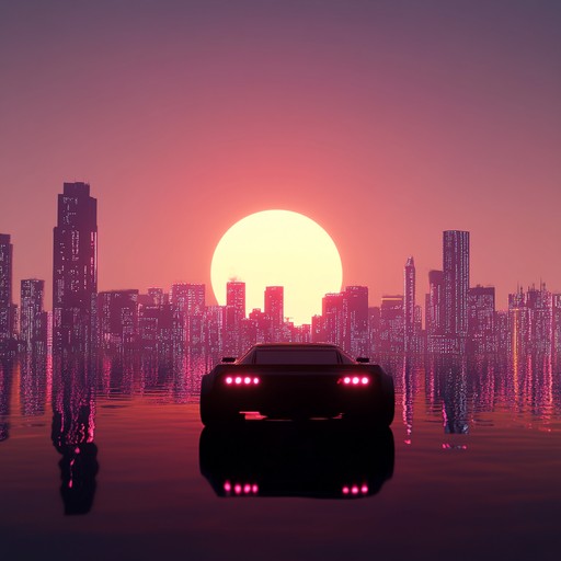 An instrumental track capturing the essence of a relaxing evening drive through a retro futuristic cityscape, blending smooth synths with gentle rhythms for a soothing experience.