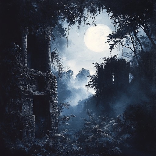 An instrumental composition blending dark ambient textures with exotic sounds to evoke the eerie atmosphere of lost civilizations and their hidden secrets