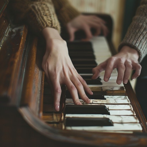 An emotional journey captured in the soft echoes of piano keys, where each note holds a heartbeat, tailored for scenes of deep emotional connection or introspection.