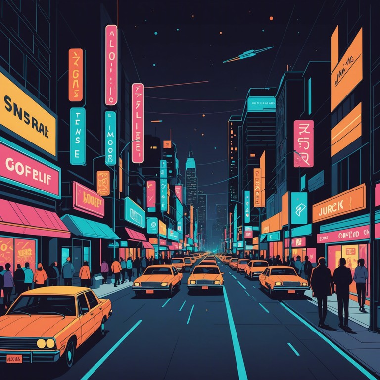 A vibrant instrumental that captures the essence of the bustling city nightlife and the optimism of the 80s revolution. Waves of warm, lush synthesizer sounds merge with rhythmic electronic beats, forming a soundscape that shines with positivity and retro charm.