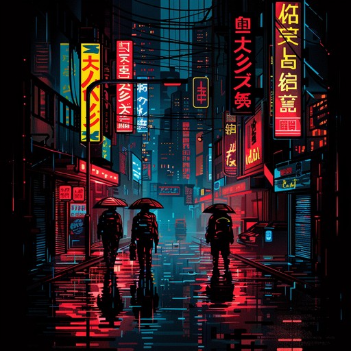 Imagine yourself wandering the rain-slicked streets of a sprawling, neon-lit metropolis in the far future. Towering skyscrapers adorned with holographic advertisements pierce the night sky, while flying vehicles zoom overhead. The pulsing beat of electronic music echoes from distant nightclubs, blending with the hum of advanced technology. As you navigate the labyrinthine alleys and shadowy corners of this tech-noir world, the haunting melodies and glitchy rhythms paint a vivid picture of a society teetering on the brink of collapse, where danger lurks around every corner and secrets hide in the digital depths