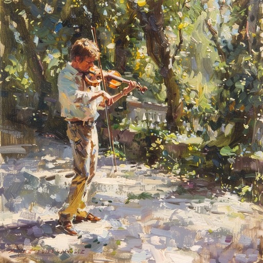 This whimsical piece captures the essence of a bright summer day with lilting melodies and gentle rhythms. Imagine a leisurely walk through a sunlit garden, where the air is filled with the scent of blooming flowers and the gentle hum of bees. The music flows like a soft breeze, making you feel light and joyful.