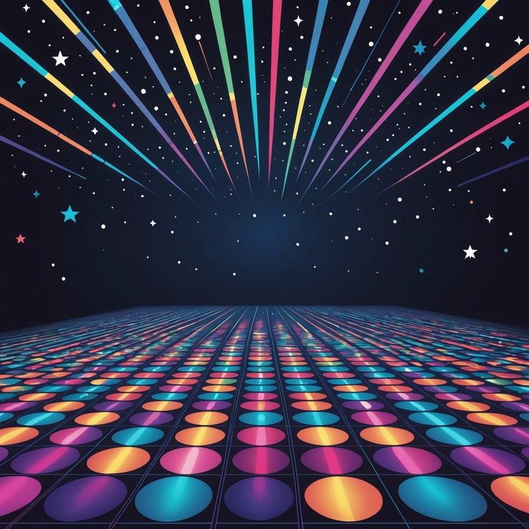 Imagine a track where ethereal synths blend seamlessly with rhythmic disco beats, creating a soundscape that feels both nostalgic and freshly exhilarating. The music sweeps you away to a glittering disco ball under starlight, where slow, dreamy sections transition into lively dances, carrying the essence of a perfect night out infused with a touch of cosmic wonder.