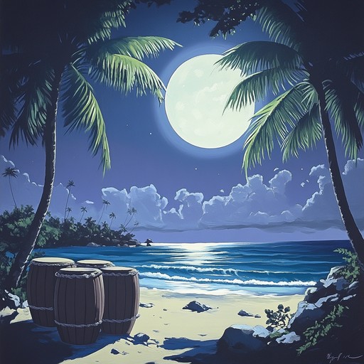 A soothing instrumental rumba with mellow guitar and soft percussion, capturing the essence of a serene seaside evening