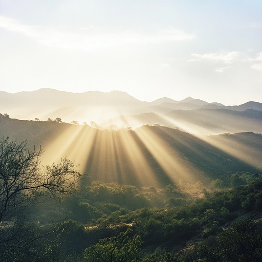 An evocative flute piece that captures the first light of dawn, spreading golden over lush, misty mountains. The music serves as a companion to the awakening of nature, reflecting both the quiet and the burgeoning energy of the environment with a balance of soft melodies and vibrant flourishes.