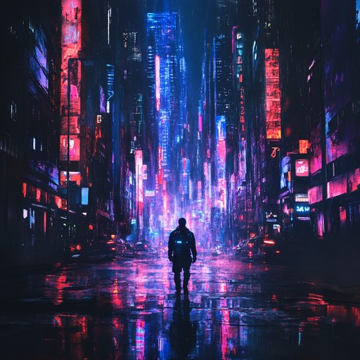 Feel the pulse of an urban military patrol with a strong drumbeat accompanied by futuristic electronic elements. The rhythm is relentless, driving a sense of determination and focus through the sprawling cityscape, blending the traditional with a modern twist.