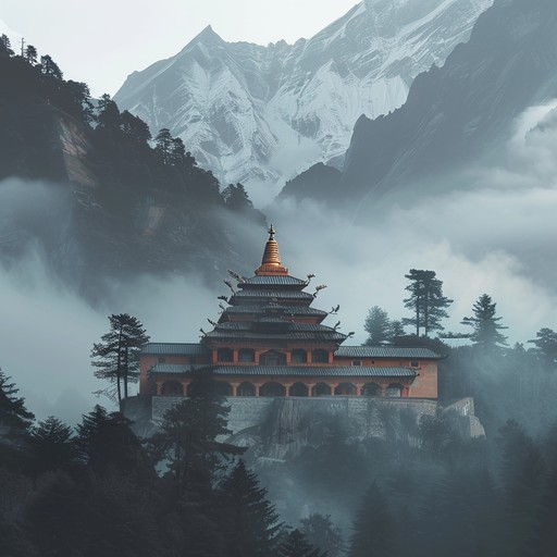 A majestic hindustani instrumental featuring magical sitar and powerful tabla, conveying the serene yet grandiose atmosphere of the himalayas. Ideal for meditation and reflection.