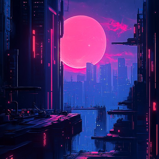 Transport yourself into a futuristic dreamscape where delicate, haunting melodies intertwine with the steely, mechanical pulse of industrial rock, creating an otherworldly soundscape. Each note layers upon the next, forming a mesmerizing, surreal journey through a neon lit, dystopian cityscape bathed in moonlight and shadows