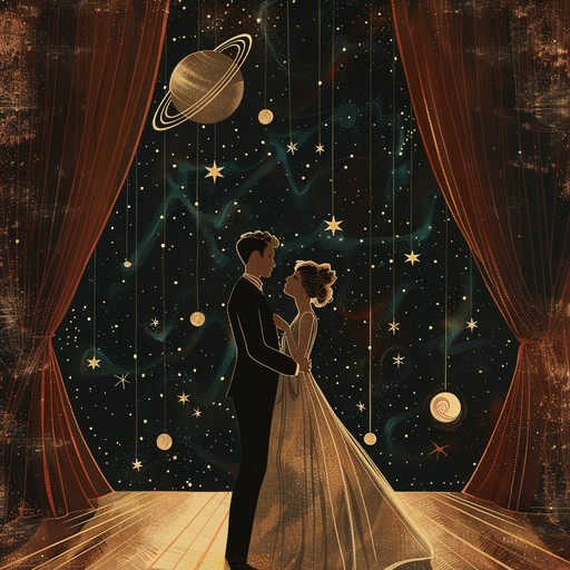 Picture a celestial ballroom where stars and planets waltz in harmonious rhythms, creating an ethereal and magical atmosphere. This trippy waltz infuses dreamy soundscapes with surreal cosmic elements, taking the listener on a mesmerizing journey through the universe's enchanting dance.