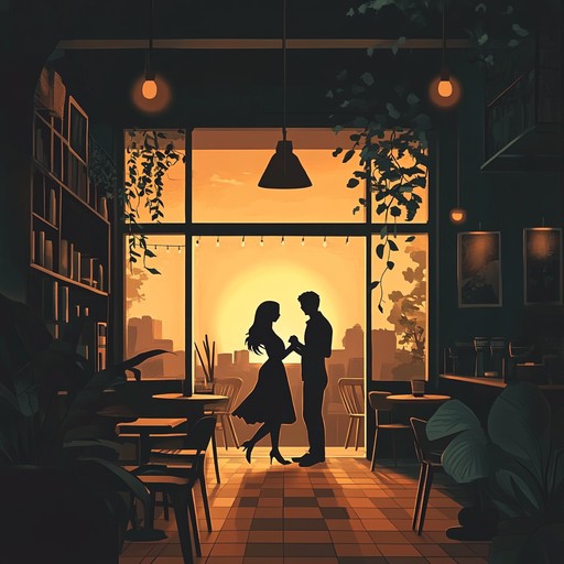 An intimate latin jazz piece featuring smooth guitar melodies and tender rhythms, perfect for setting a romantic mood in a cozy café. Sway gently to the soothing sounds as the sun sets, casting a warm glow over your surroundings.