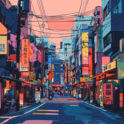 An exhilarating j pop track fusing shamisen and synths, embodying tokyo's neon lit excitement