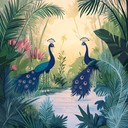 instrumental hindustani song portraying whimsical peacocks dancing at dawn.