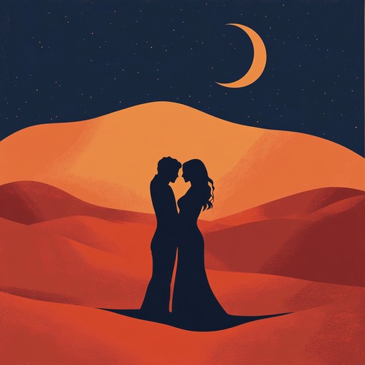 A captivating instrumental piece blending traditional middle eastern melodies with romantic themes, evoking images of lovers meeting under the starlit desert sky.