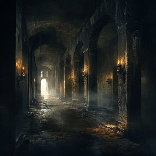 An enigmatic orchestral composition that evokes the feeling of exploring a dark, mysterious gothic fortress. The piece features haunting strings and powerful brass that build tension, while delicate woodwinds and subtle percussion highlight the suspenseful atmosphere.