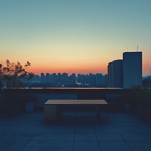 Unwind on a city rooftop as smooth, mellow saxophone melodies blend with gentle keys and subtle percussion, creating a serene atmosphere perfect for unwinding after a long day. Lose yourself in the tranquil vibes of the city skyline under the setting sun, feeling the gentle breeze and the comforting embrace of the night.