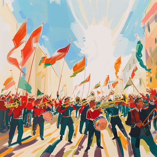 Uplifting instrumental anthem that celebrates the enduring spirit of freedom and unity. Powerful brass sections combined with rhythmic percussions create an atmosphere of pride and joy, perfect for national celebrations and parades.