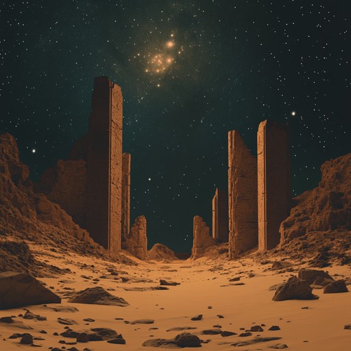 A haunting instrumental piece where ethereal flutes weave mysterious tunes reminiscent of ancient civilizations, carried by subtle rhythms that evoke a journey through lost worlds