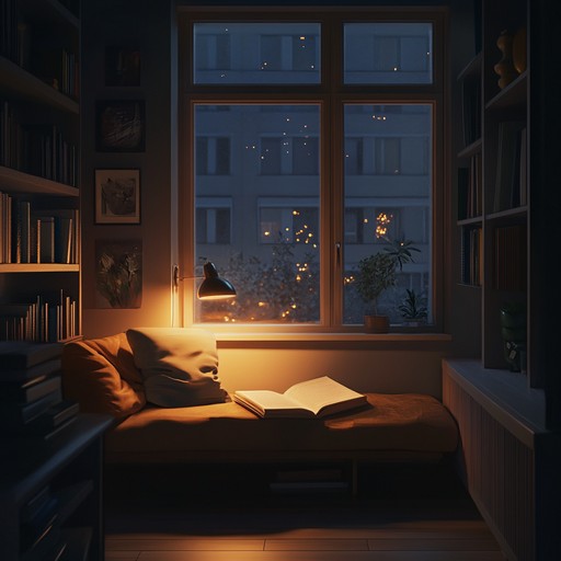 This intimate lofi composition is filled with tender harmonies and soft beats, providing a perfect soundtrack for solitary late night musings. With mellow piano melodies and the soothing sound of vinyl crackles, it creates an atmosphere of peaceful reflection.