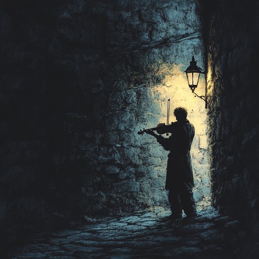 Haunted klezmer stroll blends unsettling minor key klezmer sounds, featuring a clarinet leading with haunting solos, shadowed by dark accordion chords and piercing violin notes. The music paints a vivid picture of walking through a sinister, deserted street at night.