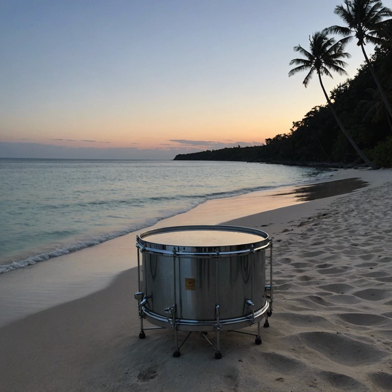 Echoes of the ocean employs a gentle approach to the calypsostyle, where the soft tapping of the steel drum invites listeners into a serene reflective journey, set against a backdrop of soothing ocean waves.