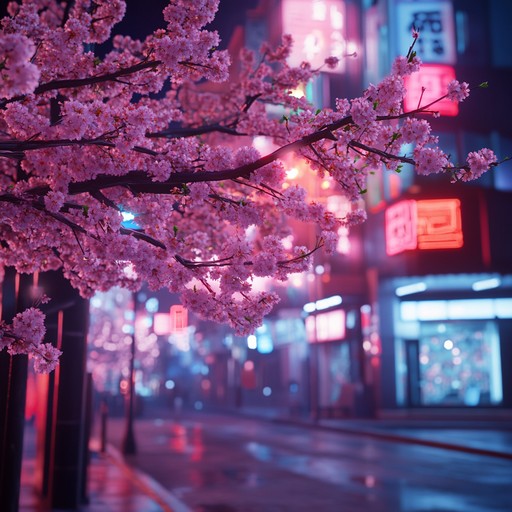 An energetic track that fuses modern synth pop with traditional japanese instruments such as the koto and taiko drums, creating a vibrant soundscape reminiscent of a festive night under cherry blossoms in tokyo.