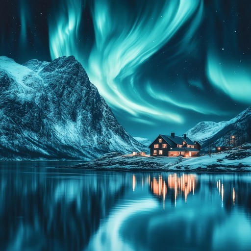 In the deep serenity of a scandinavian fjord landscape, this composition captures the ethereal beauty of the aurora borealis reflecting off tranquil waters. Evocative melodies played on a hardanger fiddle blend with nature's whispers at a gentle pace, aiming to transport the listener to this distant, mesmerizing scene at a soothing 80 bpm.