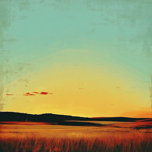 An instrumental piece capturing the serene beauty of a sunset over expansive prairie. Intricate folk guitar melodies merge with rock elements to create an elegant yet earthy soundscape. The composition evokes images of wide open spaces, gentle breezes, and a sense of peaceful reflection.