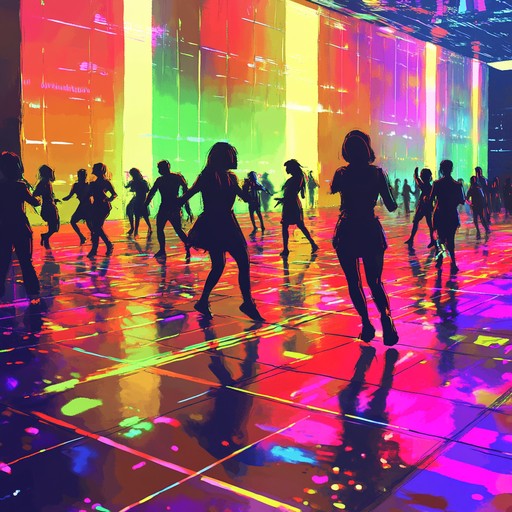 A vibrant, upbeat instrumental track featuring catchy synth melodies, lively basslines, and crisp drum beats, evoking 80s nostalgia and the infectious joy of dance parties. Bright synth stabs and shimmering pads create a cheerful atmosphere, while rhythmic elements keep the energy high.