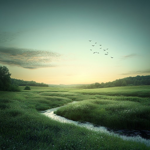 A soothing instrumental piece featuring guitar and nature sounds, the tune evokes a serene meadow at dusk. Gentle guitar strums accompany the distant sounds of birds and a bubbling brook, creating a peaceful and relaxing atmosphere. Perfect for meditation or unwinding after a long day.