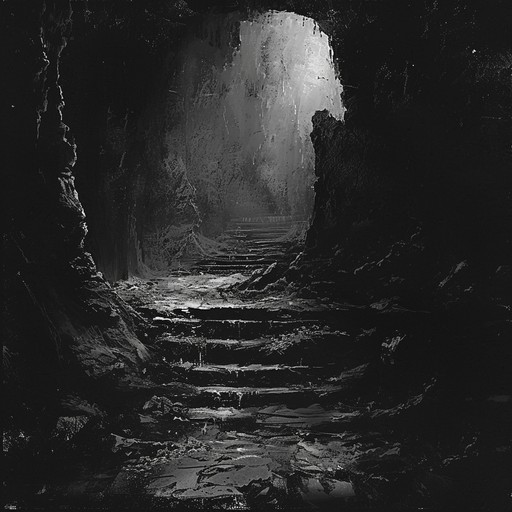 Explore the depths of despair and isolation with this slow and heavy instrumental that mimics the echoing vastness of a forgotten cavern. Deliberate, somber guitar riffs build an atmosphere thick with dread and foreboding, while faint, eerie background sounds enhance the sensation of being lost in an immense, desolate space.