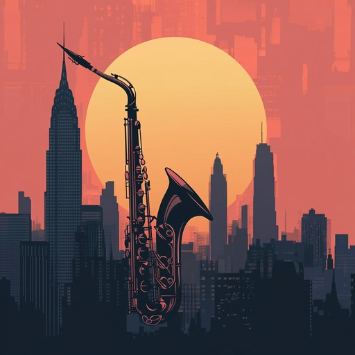 Smooth saxophone leads ambient lounge grooves capturing urban sunset tranquility.