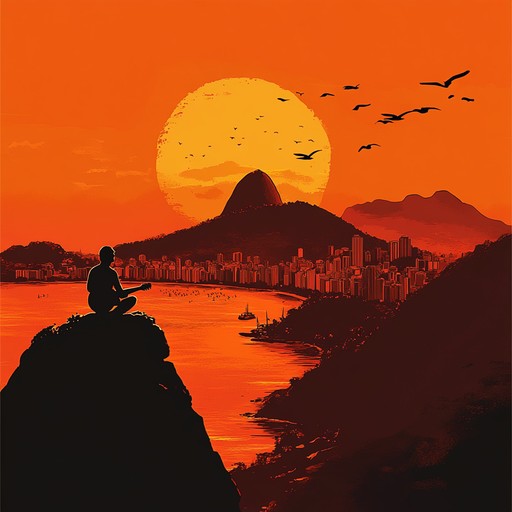 An orchestral bossa nova piece combining guitar and strings to convey the majestic beauty of rio's golden sunsets over the ocean.