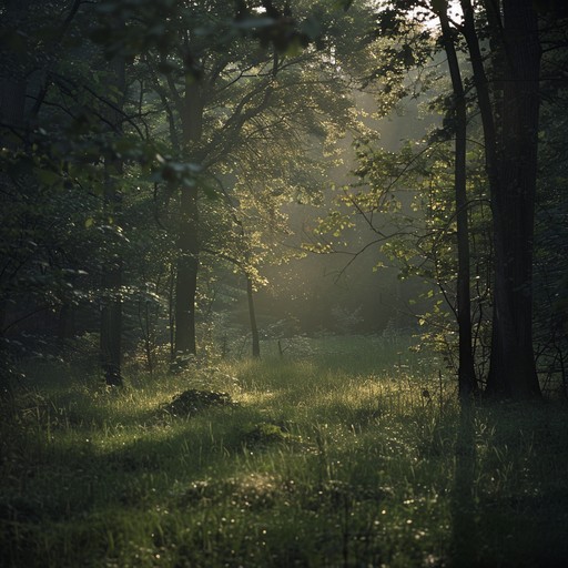 A tranquil piece capturing the stillness of a forest at dawn, featuring delicate strings, soothing woodwinds, and subtle brass harmonies. The arrangement builds gently, evoking the calm awakening of nature. Ideal for meditation, relaxation, or creating a serene environment.