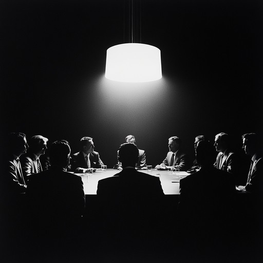 Imagine the tense moments before a major corporate decision as executives gather in a high tech boardroom. Rhythmic elements and minimalistic piano lines create a backdrop of mounting tension, emphasizing the nervous energy that permeates the space. Ambient sounds like ticking clocks and tapping fingers enhance the anxious atmosphere, all while maintaining a polished, professional quality.