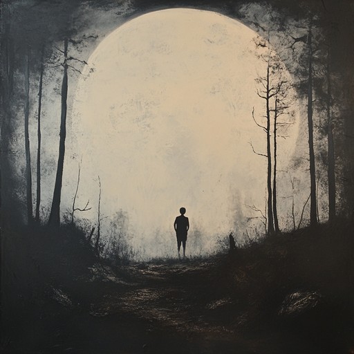 Journey through a somber nocturnal realm defined by gentle plucking on acoustic guitar, each note resonating with sorrowful loneliness. The piece unfolds slowly, enveloping the listener in an atmosphere of solitude and reflective darkness