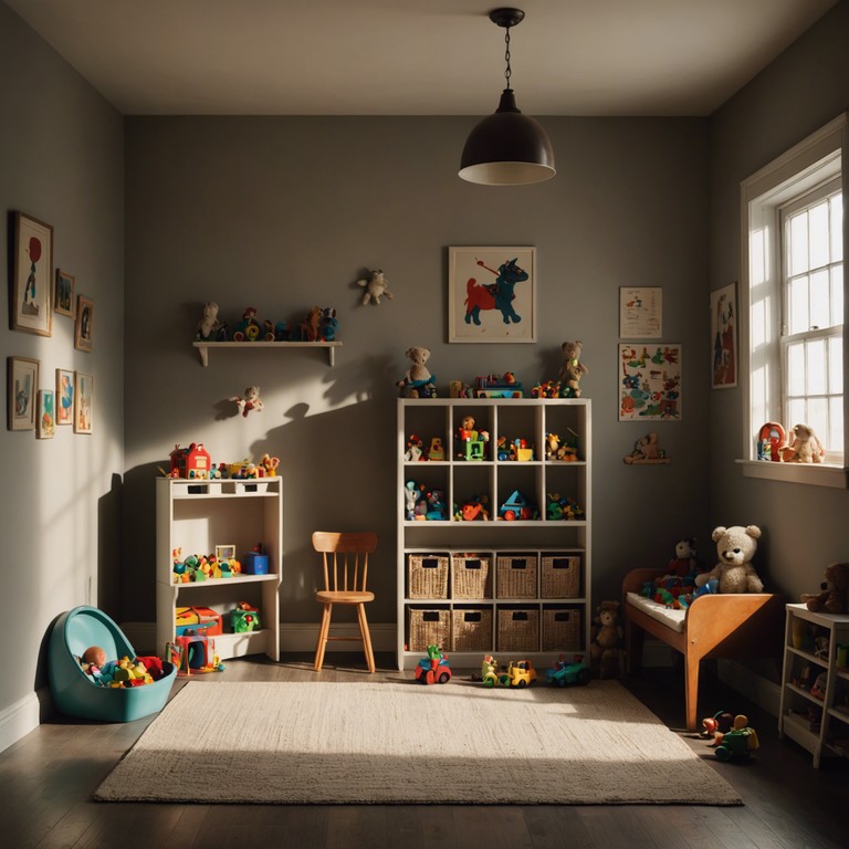 Imagine a playroom where the toys embark on a ghostly adventure after midnight. The sound of an ancient music box echoes, intertwining playfulness with underlying whispers of mystery. As the clock strikes twelve, forgotten toys come to life, each note triggering nostalgic yet haunting vibes.