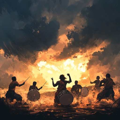 An electrifying instrumental piece centered around powerful tribal drumming, featuring traditional percussion that drives a relentless and aggressive beat. The track evokes the atmosphere of ancient tribal ceremonies and battle preparations, engulfing the listener in a pulse pounding rhythmic experience.