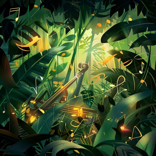 An invigorating instrumental mambo composition infused with the sounds of a dense jungle, replete with energetic brass sections, lively percussion, and thrilling natural soundscapes. Perfect for an adventurous and exhilarating musical journey.