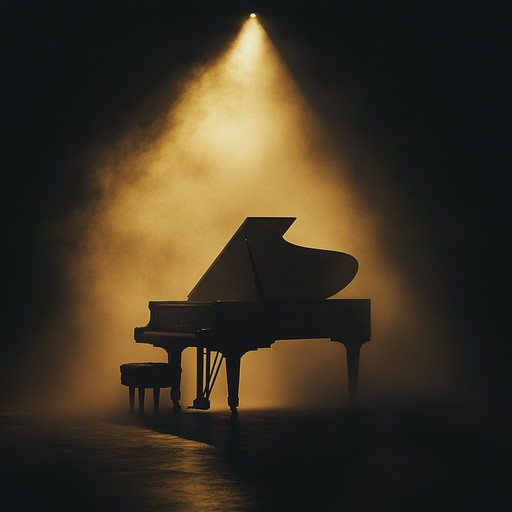 Hear an enigmatic waltz bouncing off the walls of a forsaken ballroom. This piece on an aged piano enchants with its otherworldly aura, where echoes of past grandeur and hidden mysteries come to life.