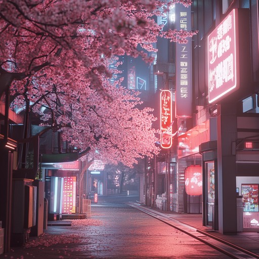 A serene instrumental blending soft electronic sounds with shamisen and koto, evoking the tranquility of a neon lit anime city at night.