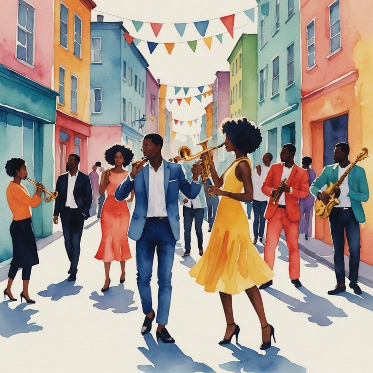 This track captures the effervescent spirit of a vibrant street party where everyone is dancing joyfully. Featuring a blend of swinging rhythms and lively brass sections that embody the essence of the late 80s and early 90s dance floors, sunshine groove party transports listeners to an era of feel good vibes and funky grooves.