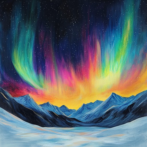 An instrumental ambient composition featuring energetic synth rhythms and luminous melodies that encapsulate the mesmerizing movement of aurora lights, inviting listeners on a cosmic journey through the night sky.