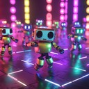 upbeat novelty tune with playful robotic sound effects