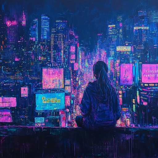 An instrumental track blending nostalgic melodies with cyberpunk synths, evoking memories under neon skies in a futuristic metropolis.