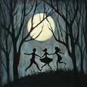 lovers dash urgently through enchanted night forest