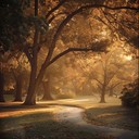 mellow tunes painting a casual park walk scene